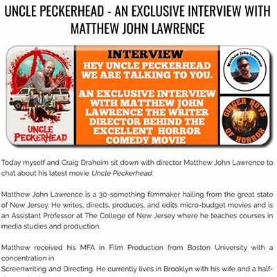 UNCLE PECKERHEAD - AN EXCLUSIVE INTERVIEW WITH MATTHEW JOHN LAWRENCE